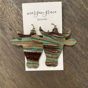Southwest Themed Leather Cow Earrings